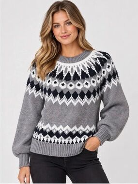 NWT ANN TAYLOR  FAIR ISLE  raglan sweater size XL